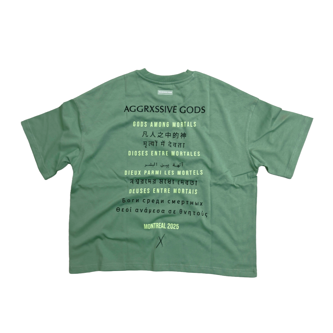 GODS AMONG MORTALS GREEN T-SHIRT
